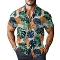 thumbnail image 2 of Domuza Hawaiian Tropical Shirt Men Short Sleeve Fashion Casual Button T-Shirt Lounge Vacation Lightweight Loose Fit Tees Black 5XL, 2 of 7