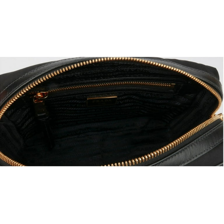 Prada Logo Tessuto Nylon Soft Calf Trim Black Cross Body Bag 1BH046 – ZAK  BAGS ©️