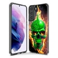 thumbnail image 3 of MUNDAZE Samsung Galaxy S9 Plus Green Flaming Skull Burning Fire Double Layer Phone Case Cover, 3 of 5