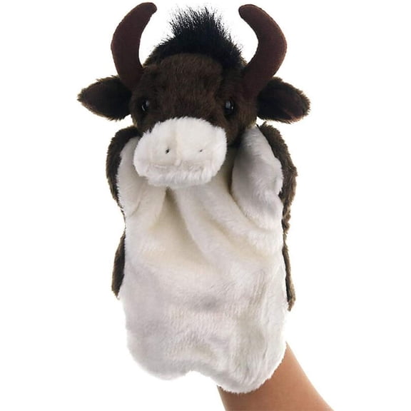 Plush Cow Bull Hand Puppets Stuffed Animals Toys for Imaginative Pretend Play Storytelling