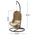 thumbnail image 5 of Yukon Outdoor Wicker Hanging Chair with Stand, Light Brown and Beige, 5 of 7