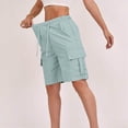 thumbnail image 4 of Womens Stretch Belt Pants String Shorts Pants Hollowed Out Lace Elastic Waist Drawstring Casual Shorts, 4 of 8