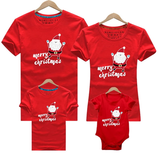 Ropa a juego para la familia de Navidad, camiseta de dibujos animados de Papá Noel, letras para padre, madre e hijos, camiseta de Año Nuevo para mamá y yo