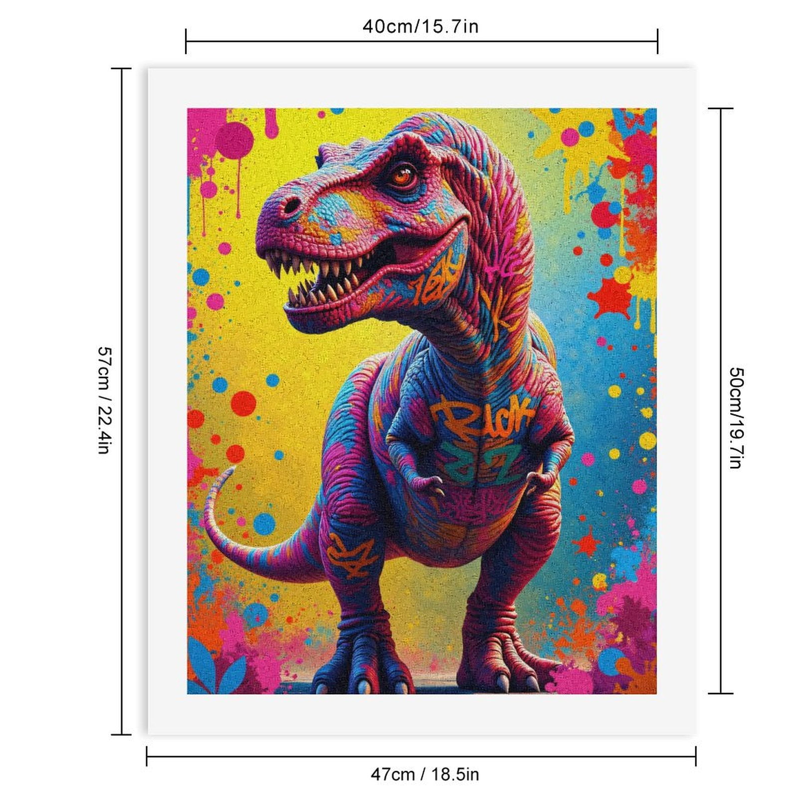 Paint By Numbers Kit for Adults Beginner - Colorful Graffiti Dinosaur Art DIY Canvas Painting Kits for Adults, Frameless Paint By Number for Adults for Home Wall Decor 16x20 Inch