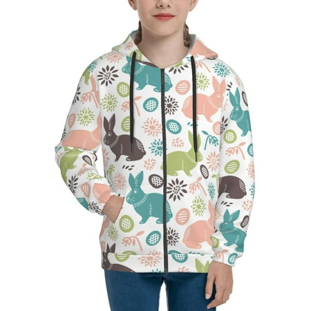 

Hoodies for Teen Girls Boys Classic Cute Rabbit Plant Long Sleeve Youth Kids Essentials Zip Up Hoodie Lghtweight Fashion Hoodies & Sweatshirts Jacket Fall Winter Outfits Tops