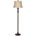 thumbnail image 3 of Regency Hill Brooke Rustic Vintage Retro Floor Lamp Standing 60" Tall Rich Bronze Copper Burlap Bell Shade for Living Room Bedroom Office House Home, 3 of 8