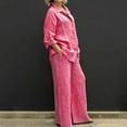 thumbnail image 2 of XIAOCHA Women Linen Two Piece Outfit Button Down Square Neckline Shirt Wide Leg Pants Casual Daily Wear Sets, 2 of 5