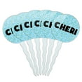 thumbnail image 1 of Cheri Cupcake Picks Toppers - Set of 6 - Blue Speckles, 1 of 1