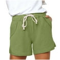 thumbnail image 2 of Royisotas Drawstring Women's Shorts Elastic Waist Summer Casual Chino Shorts Solid Color Loose Pocket Plus Size Shorts for Women, 2 of 7