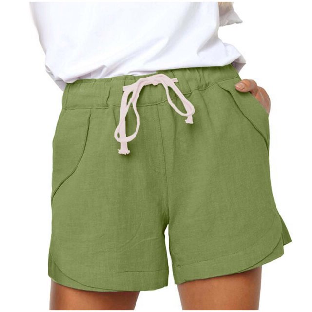 Summer Savings RBCKVXZ Shorts for Women Plus Size Drawstring Elastic Waist Shorts Soft Trendy Loose Lounge Shorts with Pockets Green L