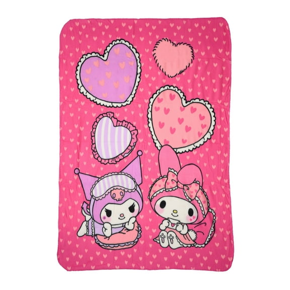 Sanrio Kuromi & My Melody Throw Blanket 45" x 60" Pink Hearts Girls