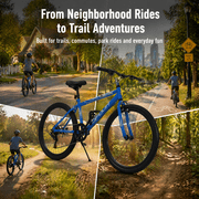 FUPOJH 20 inch Boys Bike,7-Speed Kids Mountain Bike for Ages 8-12,V-Brakes,off-Road Tires,Blue