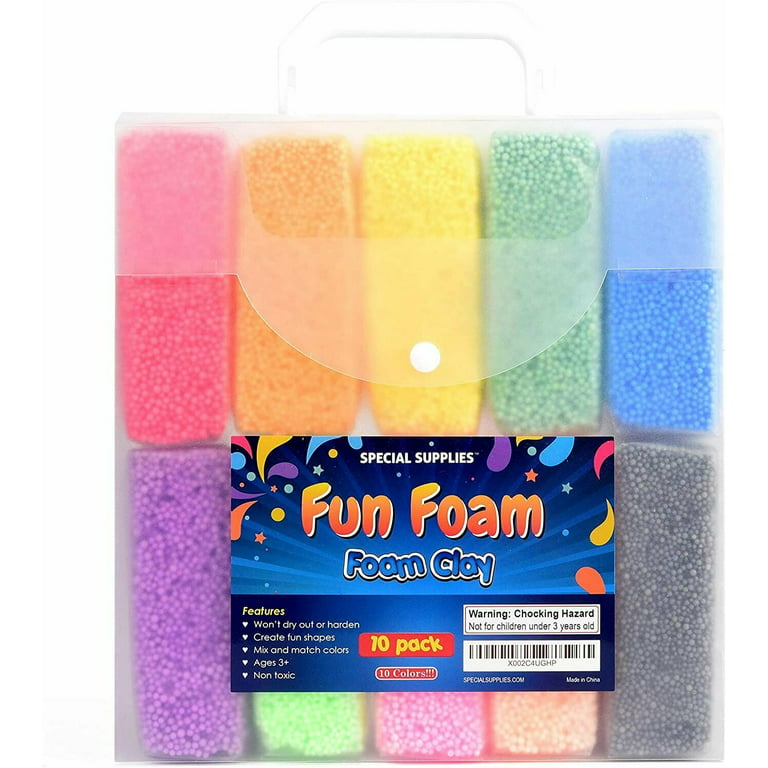 Special Supplies Fun Foam Modeling Foam Beads Play Kit, 10 Blocks Children’s Educational Clay for Arts Crafts Kindergarten, Preschool Kids Toys Develo
