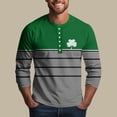 thumbnail image 7 of Men's St. Patrick's Day Irish Henley Shirt 3/4 Sleeve Color Block Clover Top, 7 of 7