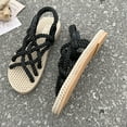 thumbnail image 4 of HBGVBA Womens Summer Sandals Solid Color Woven Rope Comfortable Breathable Round Toe Open Toe Flat Sole Summer Casual Shoes 42, 4 of 4