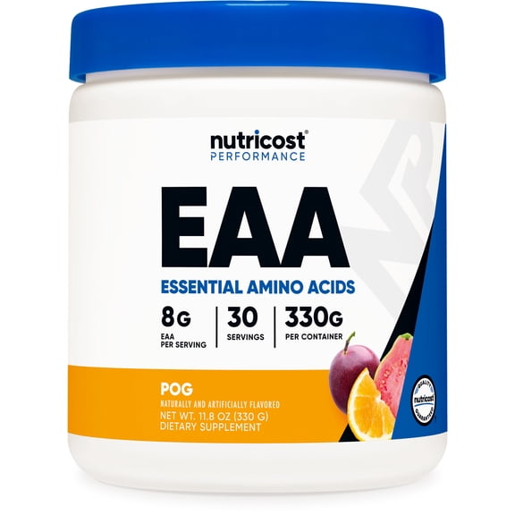 Nutricost EAA Supplement Powder 30 Servings - Passion Fruit, Orange, and Guava (POG)