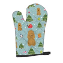 Christmas Poodle Tan Oven Mitt