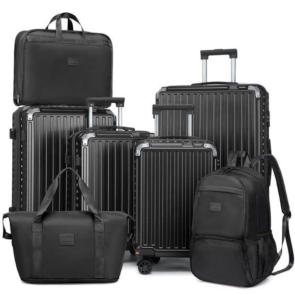 7-Piece Luggage Set with 7-in-1 toiletry bag Backpack & Duffel – Hardshell Spinner Suitcase Set with TSA Lock