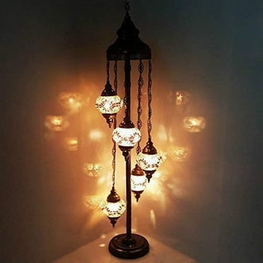 Turkish Moroccan Tiffany Style Glass Mosaic Floor Lamp Night Light - P2 X 5 Bulb Floor Lamp