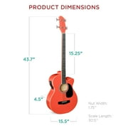 Best Choice Products 22-Fret Full Size Acoustic Electric Bass Guitar w/ 4-Band Equalizer, Truss Rod, Padded Gig Bag - Red