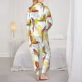 thumbnail image 3 of Pajama Sets for Women 2 Pcs, Cartoon Colorful Cute Parrot Button Down Long Sleeve Sleepwear Lounge PJ Sets, 3 of 6