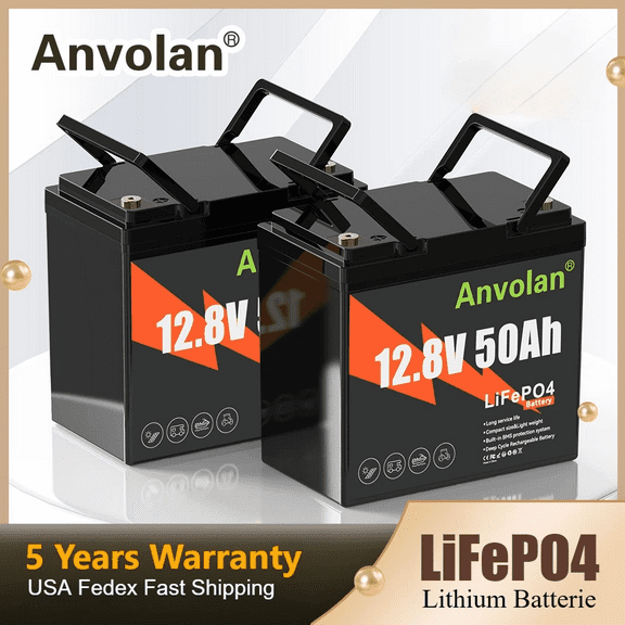 2X 50AH LiFePO4 Lithium Battery 12Volt 50A BMS for Trolling Motor Solar Off-grid