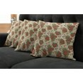 thumbnail image 2 of Ambesonne Orange Throw Pillow Cover 4 Pack, Flowers in Autumn Theme, 24", Orange and Olive Green, 2 of 6