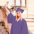 thumbnail image 5 of Women And Men Graduation Gown Set College And High School Long Sleeve V Neck Zipper Solid Color Robe With Cap Tassel,Purple,54, 5 of 7