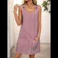 thumbnail image 4 of Vestido de Verano para Mujer, Sin Mangas, con Bolsillos, Informal, Corto, Corte A, Cuello Redondo, 2025, Rojo, Talla M, 4 of 9