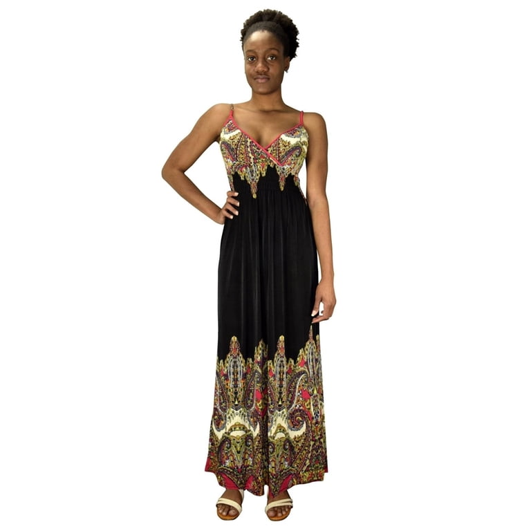 Peach Couture Spaghetti Strap Sleeveless Paisley Cocktail Vintage Maxi Dress Large / White