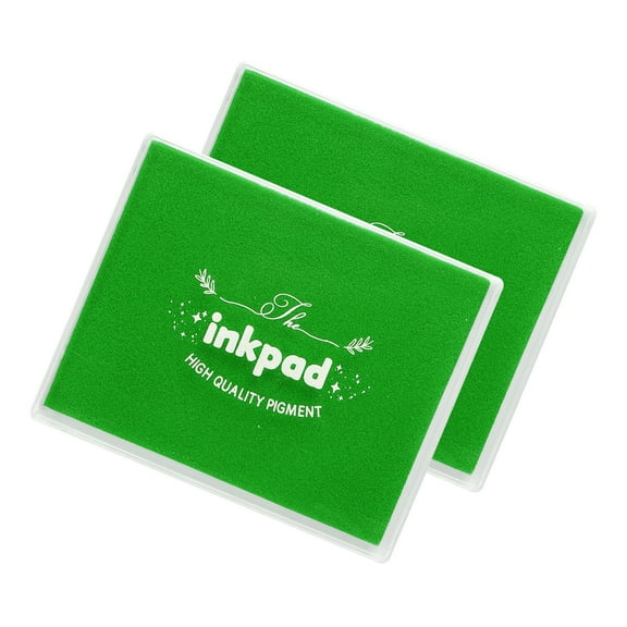 Uxcell 2pcs Finger Ink Pad for Rubber Stamps Craft, 37 x 47" Washable Pigment Ink Pad Stamps for Footprint Handprint Stamping Paper Wood Fabric Scrapbooking, Green