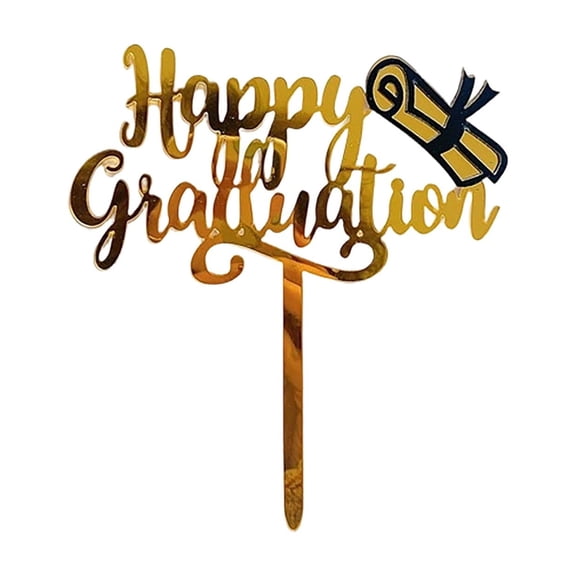 10-50pcs Black and Gold Graduation Cake Topper Acrylic Cake Decor for High School and College Parties Graduation Celebrations Congrats Grad Party Decorations