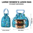 thumbnail image 5 of Blue Dinosaurs Clouds Pattern Drawstring Lunch Bag Women - Drawstring Lunch Bag Insulated for Work Office - Stain-Resistant Large Lunchbags for Women with Multi-Pockets, 5 of 6