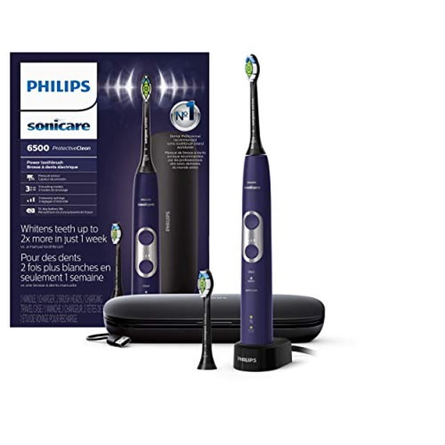 Philips Sonicare ProtectiveClean 6500 Rechargeable Electric Toothbrush with Charging Travel Case and Extra Brush Head, Deep Purple HX6462/09 Philips Sonicare NA