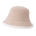 thumbnail image 2 of Tnobhg Women Autumn Winter Reversible Fisherman Hat Solid Color Letter D Logo Corduroy Basin Hat Warm Imitation Lambswool Bucket Hat, 2 of 8