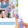 thumbnail image 2 of for Samsung S21 Ultra Case Clear Glitter Silicone, Shockproof Phone Case Samsung Galaxy S21 Ultra Case with Chain Strap Bracelet for Women Aesthetic Transparent Cover Pink Cute (Purple), 2 of 14