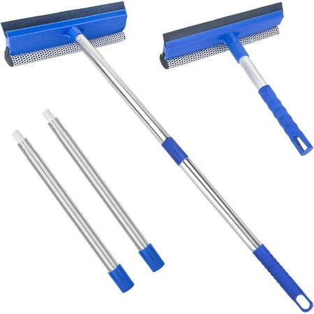 Window for , 56'' Long Handle Shower Door Cleaner Tool, 2-in-1 Glass for Windshield Cleaning