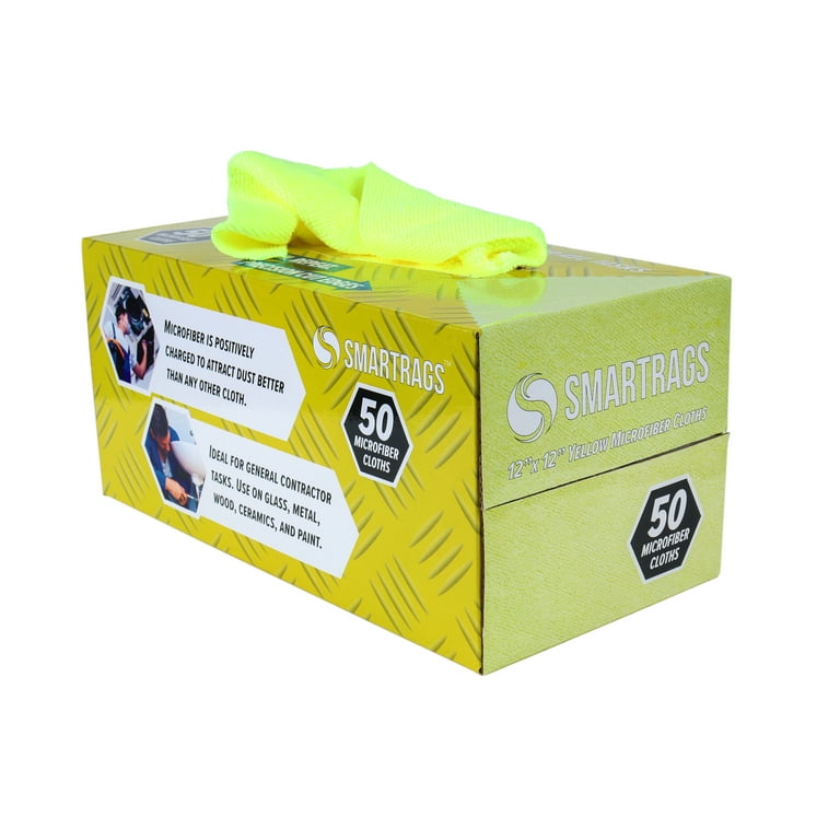 Arkwright Bulk Case of 400 Microfiber Cleaning Rags (8 Boxes of 50 Each),  12 x 12, Yellow 