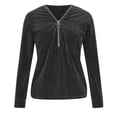 thumbnail image 4 of Blusas de Manga Larga para las Mujeres Cremallera de Cuello en V Delantera Color Sólido Top de Moda Casual, Tops de Color Sólido para las Mujeres, 4 of 9