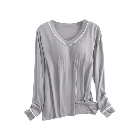 Bxsruta Tops for Women, Women's Soft Support Pullover Top, Comfortable V-Neck Long Sleeve Casual Blouse