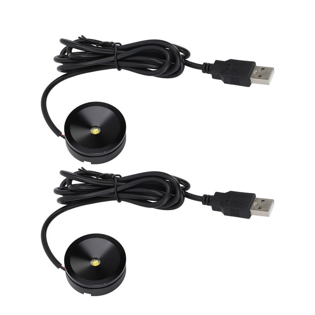 2PCS Mini LED Spotlight 1W, USB 5V Round Indoor Picture Light for Showcase Display Cabinet with Aluminum Alloy Material