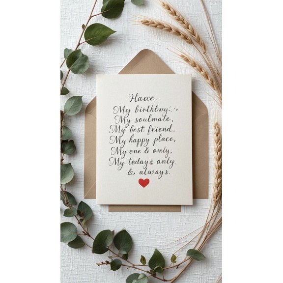 Romantic Greeting Card for Beloved – "My Soulmate, My Best Friend" – Perfect Card for Birthdays, Anniversaries, and Special Occasions – Envelope Included