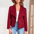 thumbnail image 3 of Chaqueta Abrigo de manga larga con cuello vuelto, estilo informal, traje diario para mujer Ygjytge Rojo T M para Mujer, 3 of 5