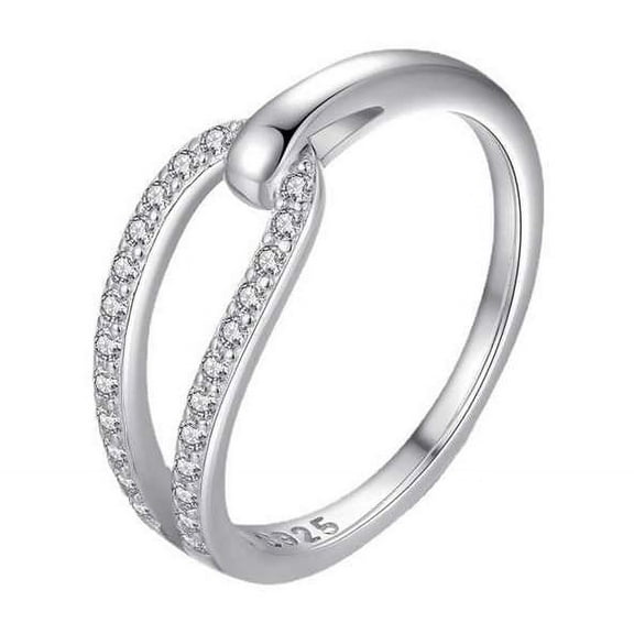 Interlock Pave Set Women's Engagement Ring 1.7 Ct Diamond 14K White Gold Over
