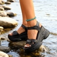 thumbnail image 6 of Hinvhai Women's Summer Walking Sandals Platform Ankle Strap Shoes Comfortable Casual Wedge Sandals Black 9(42), 6 of 9