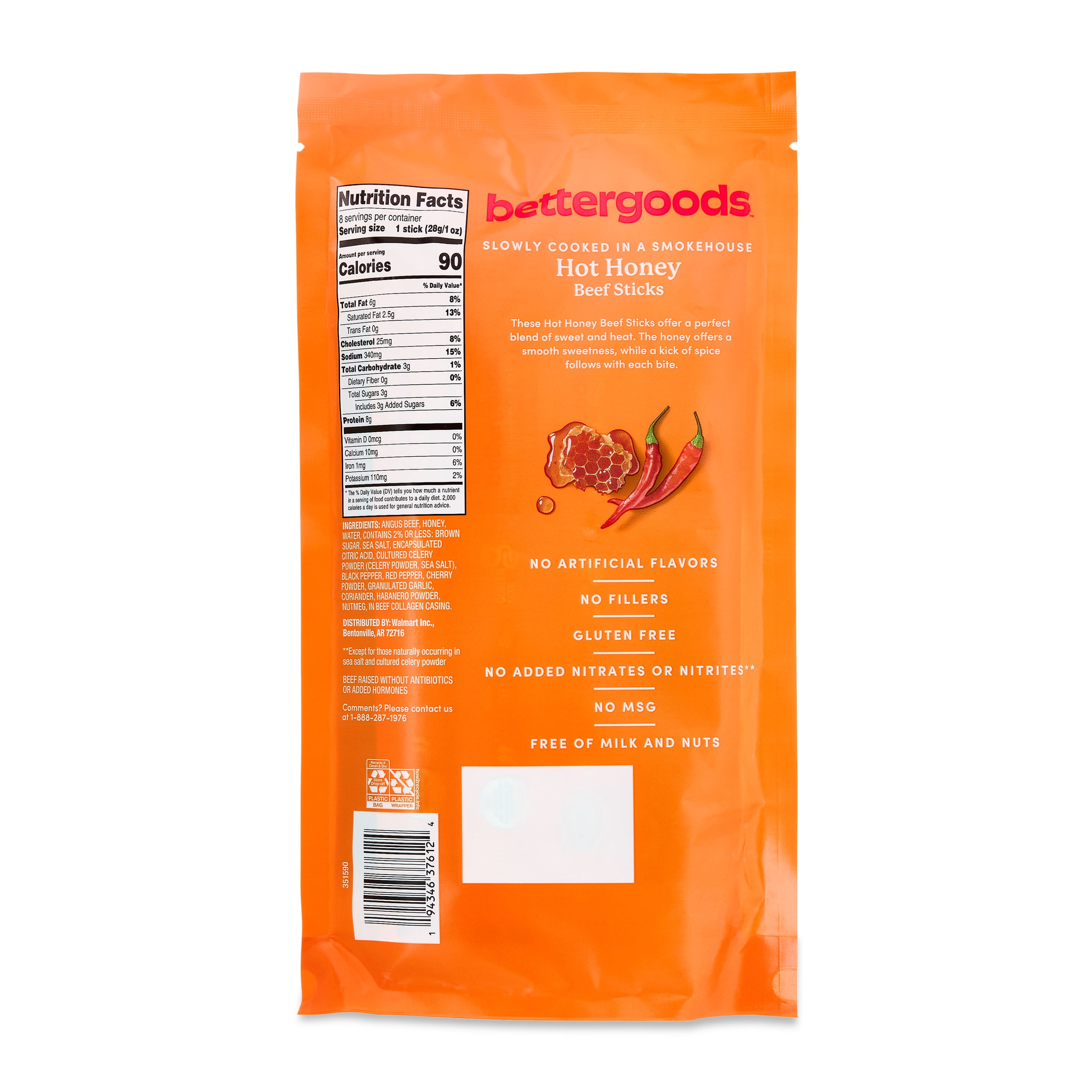 bettergoods Hot Honey Beef Sticks, 8 oz