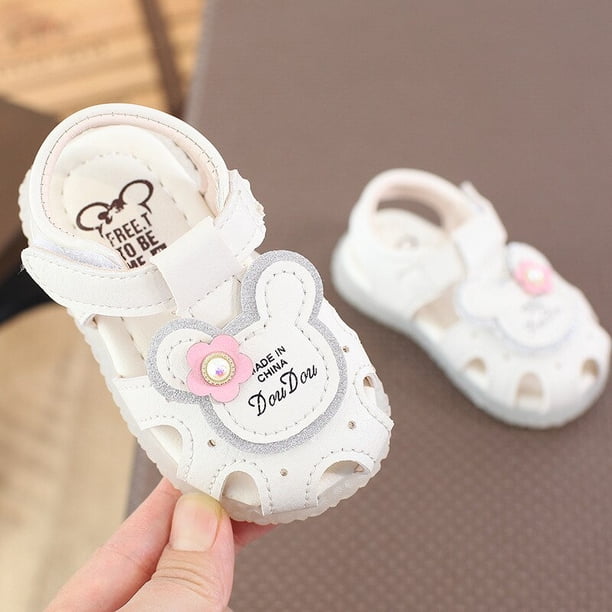 Novedad de verano de Disney, zapatos de bebé para niñas, Mickey mouse, niños, fondo suave antideslizante, sandalias para bebés baotou, 19-Insole14 CM Gao Jinjia LED