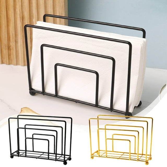 YYV Gifts Table Napkin Rack Modern Metal Napkin Rack for Kitchen Tables and Countertops Cocktail Napkin Rack for Indoor and Outdoor Use Black