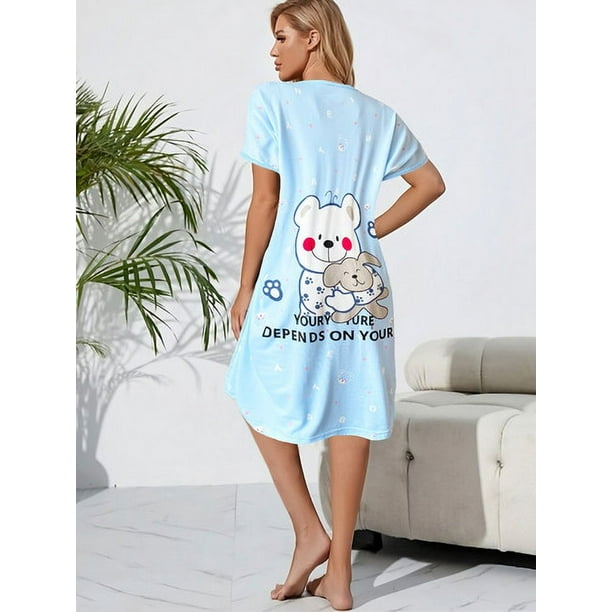 SHEKINI Pijama Mujer Cómodos Camisón De Manga Corta Camisones Para