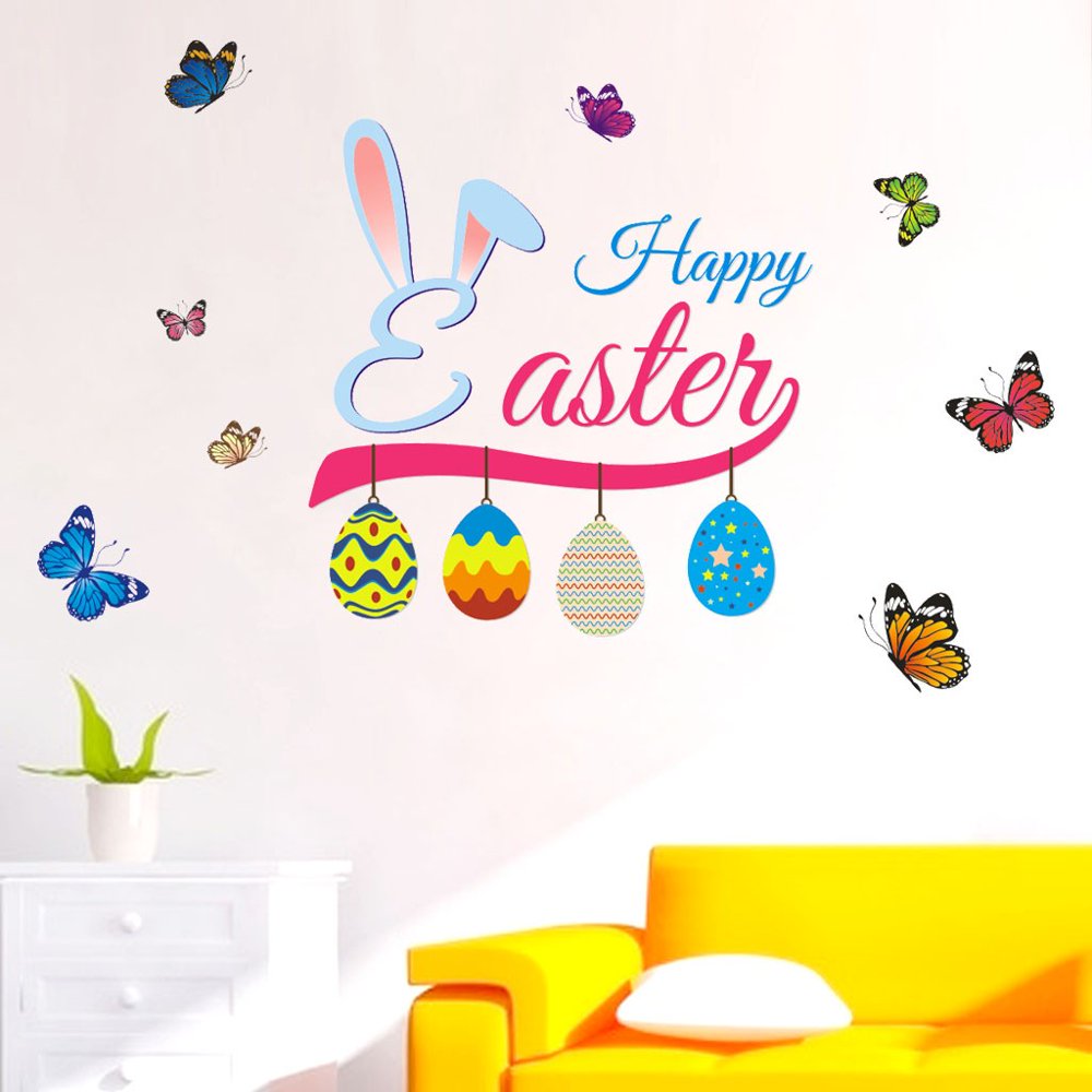 〖Follure〗Happy Easter Vinyl Decal Art Wall Sticker DIY Home Room Decor